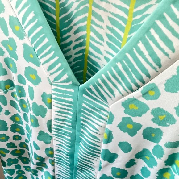 Gretchen Scott Wildcat Jersey Bordertown Dress‎ in Teal and Cream- Size M - Picture 4 of 6